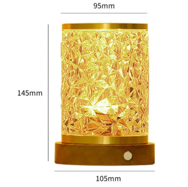 Rotating water ripple night light on solid wood base with USB charging cable