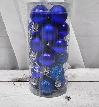 Gold, red, silver, blue, pink, purple, green, lake blue, bronze, and rose red 3cm electroplated Christmas tree baubles.