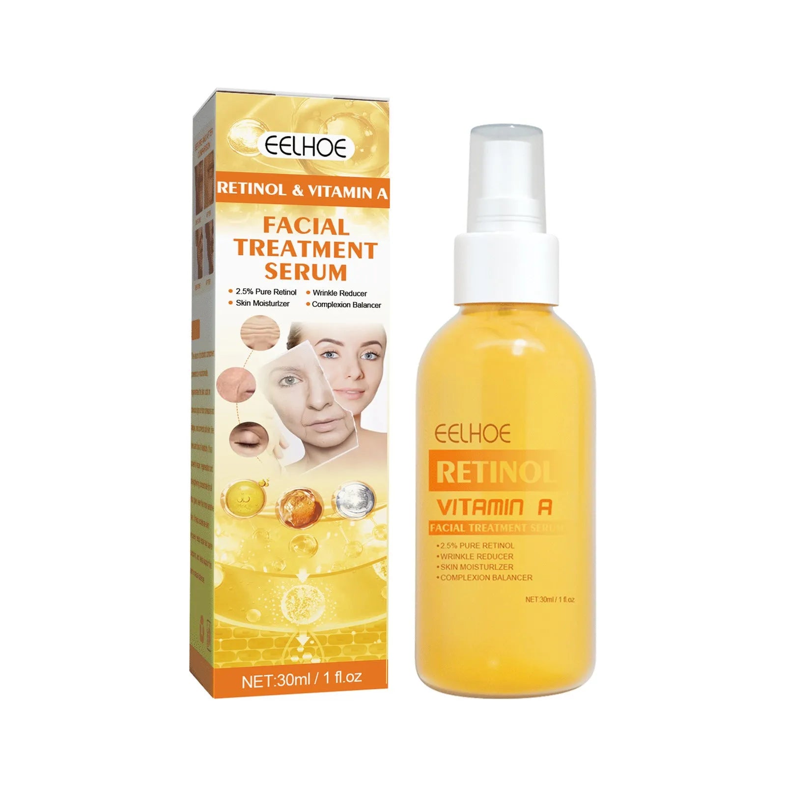 30ml retinol anti-wrinkle essence spray in box with vitamin A for fine lines treatment