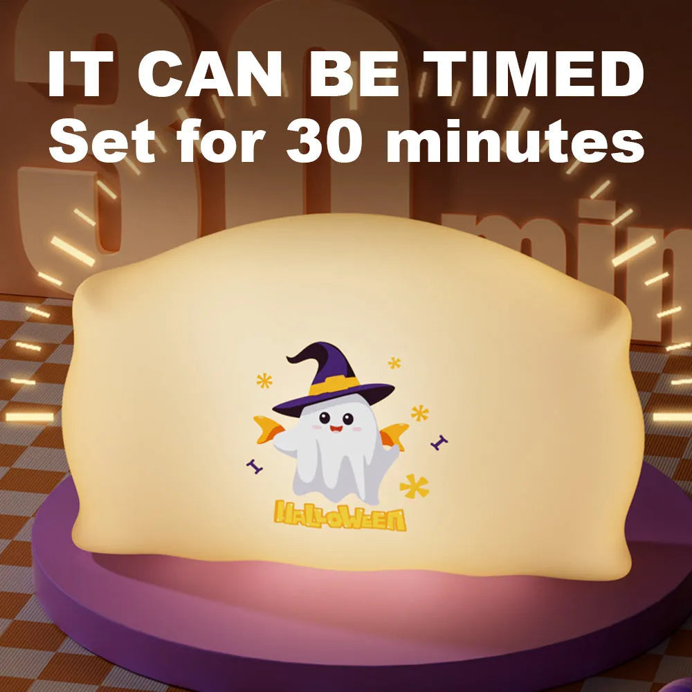 Cartoon creative table lamp in Magic Ghost or Pumpkin Ghost design, dimensions 99mm by 70mm by 50mm.