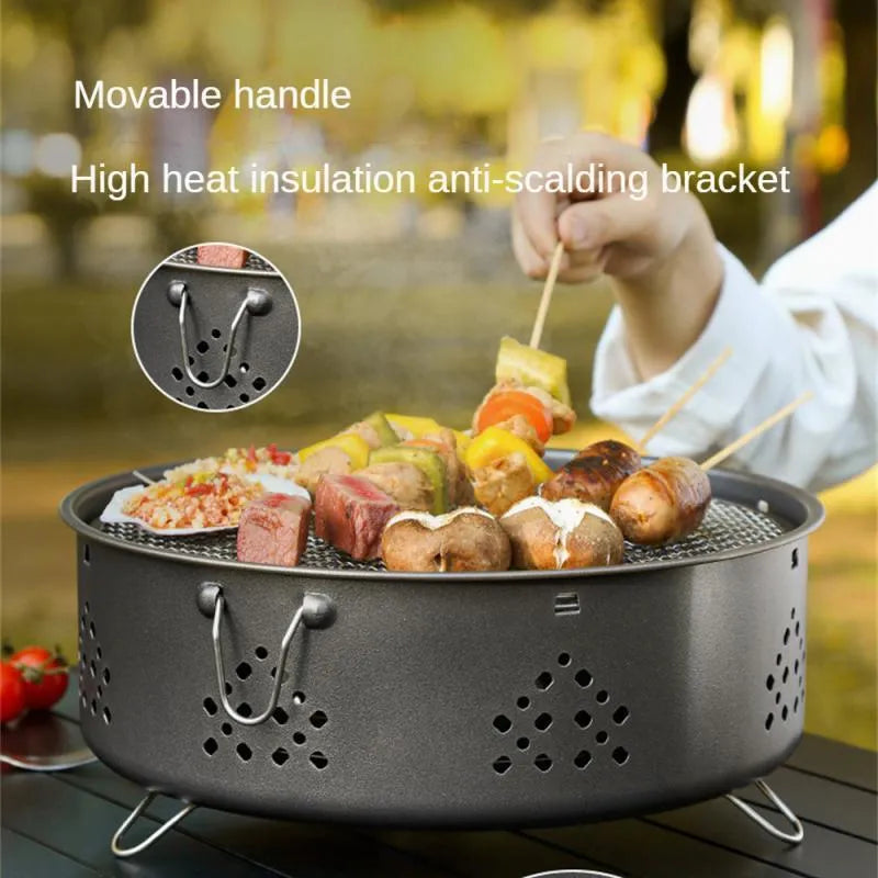 Portable stainless steel BBQ grill stove with detachable design and storage bag for outdoor camping