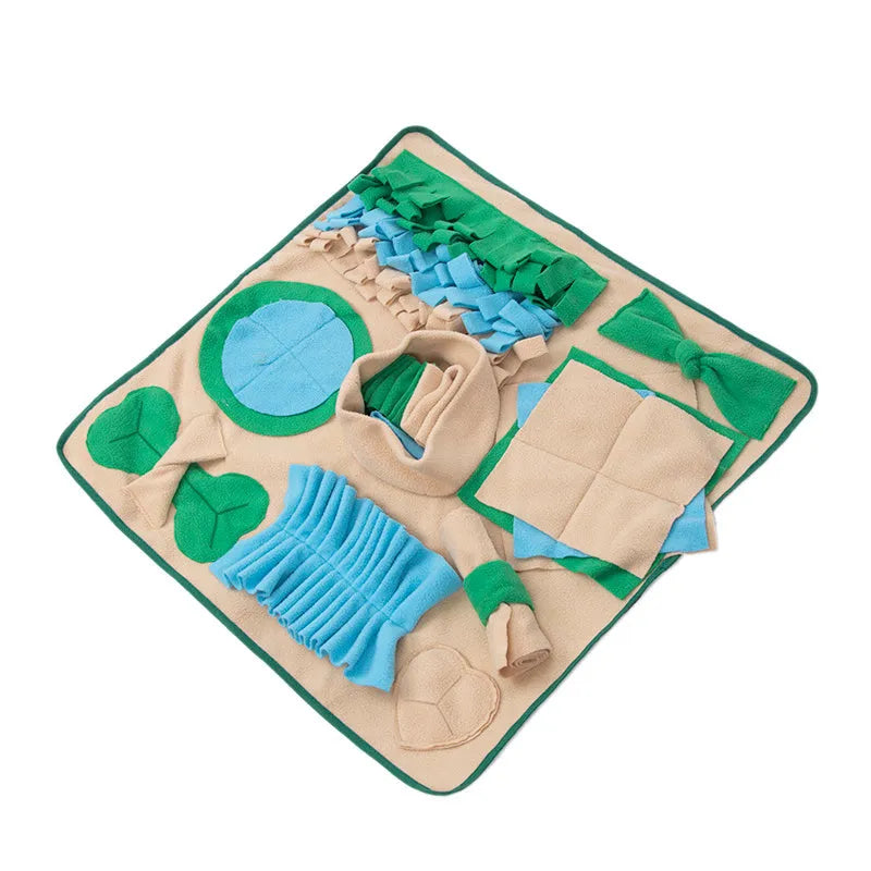 60cm polar fleece snuffle mat for dogs on a light background, with fleece strips holding kibble