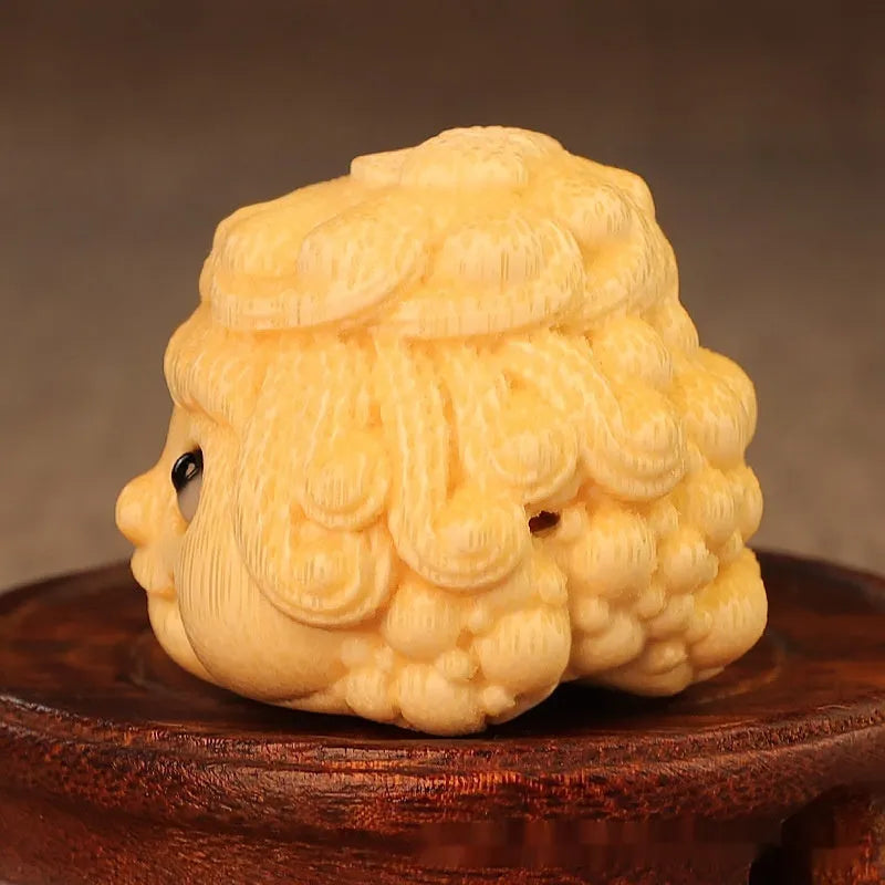 Solid bamboo carving princess toad ornament with cute style for household decoration