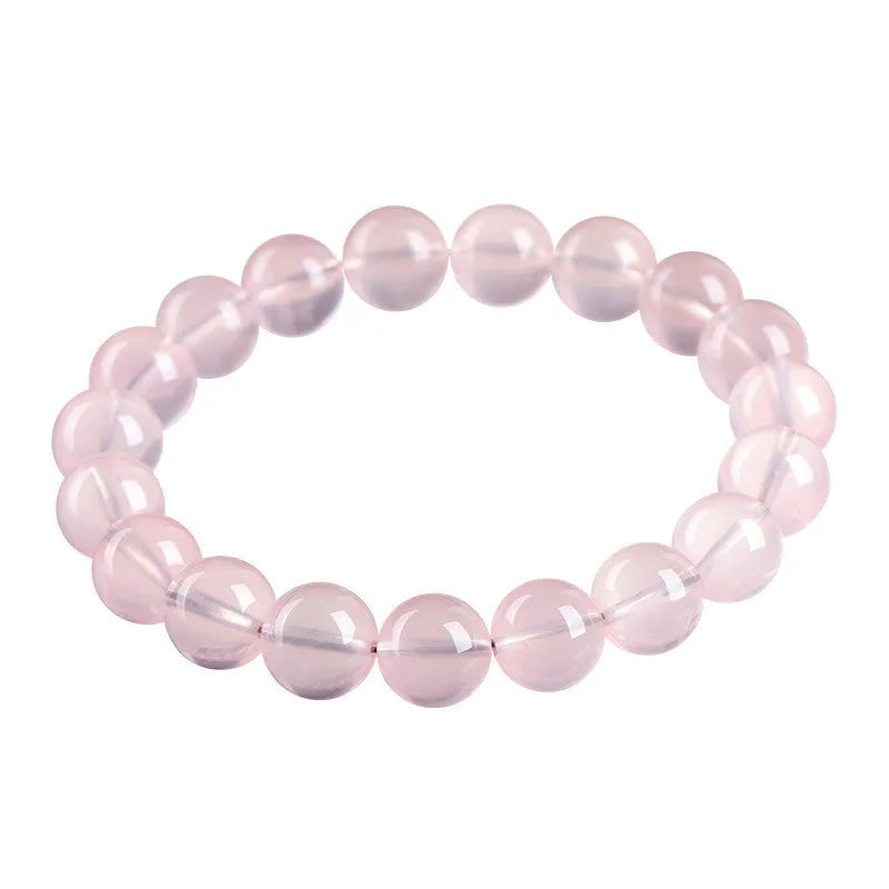 Natural starlight crystal round bead bracelet with pink star colour options and measured bead sizing