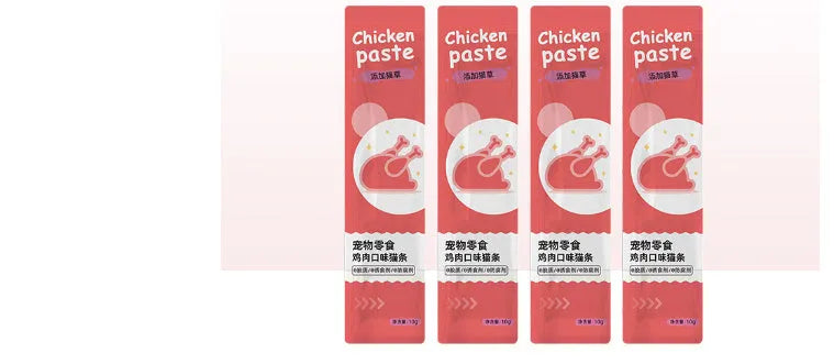 10-piece pack of cat strip snacks for kittens with four flavour options