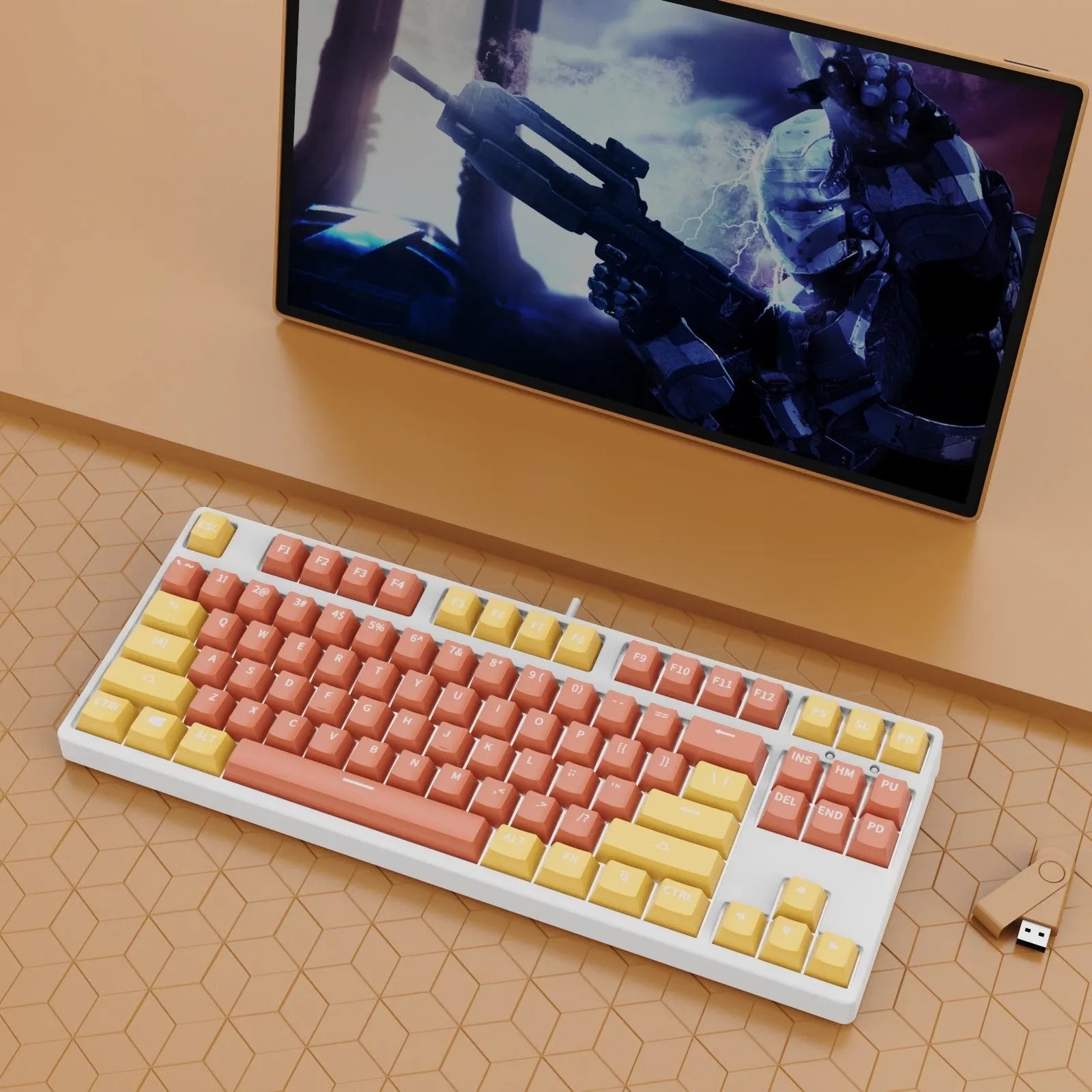 87-key mechanical keyboard with two-tone colour options and hot-plug switch capability