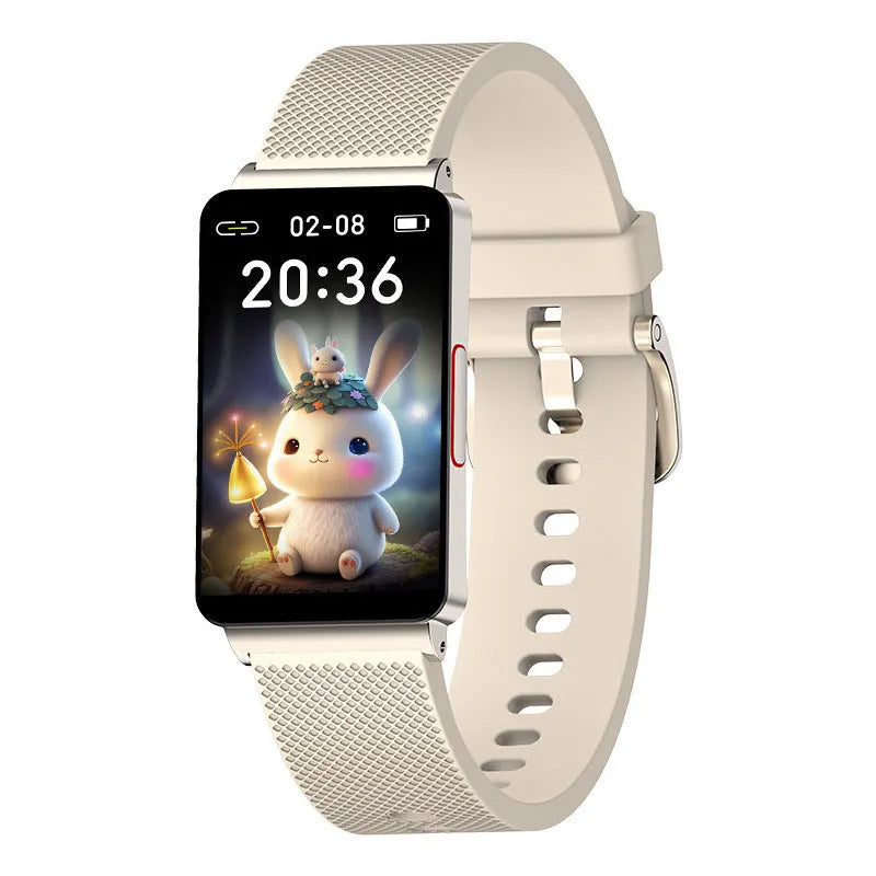 Blood Glucose Smart Bracelet for Android with black TPU strap and USB magnetic charger.