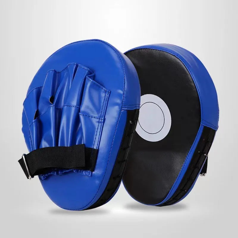 Boxing punch mitts and hand targets for Muay Thai training in curved and flat styles with multiple colour options