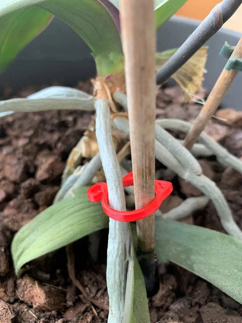 Cat-shaped plastic gardening clip in four colours for plant support