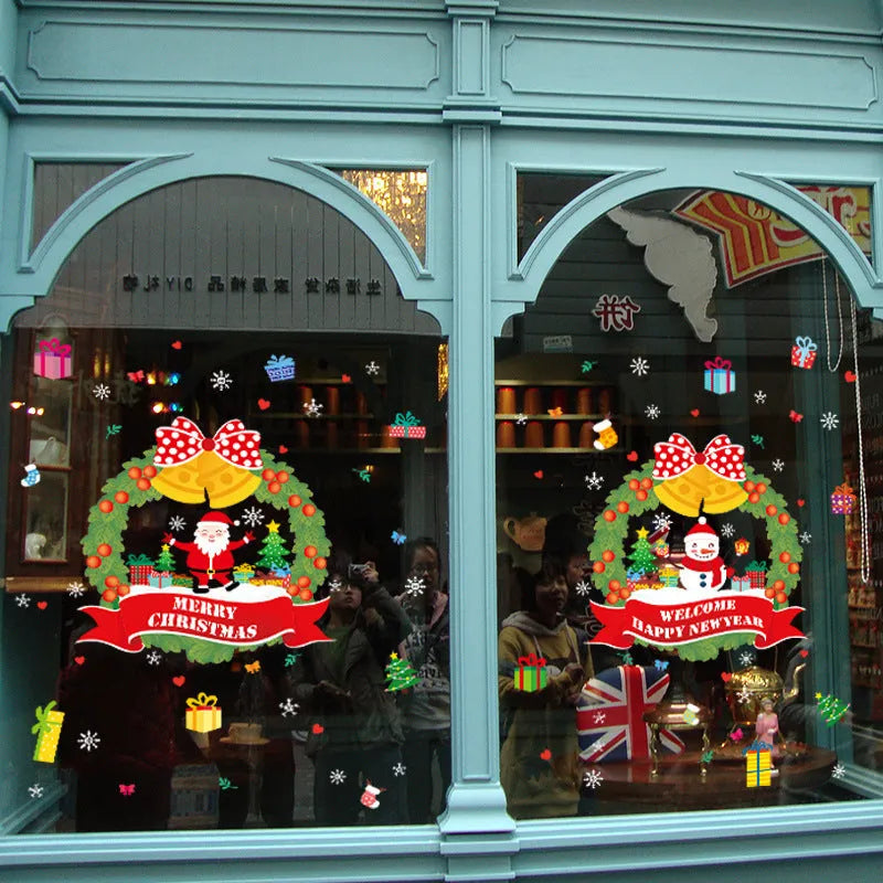 Large colourful cartoon Christmas static wall sticker for windows