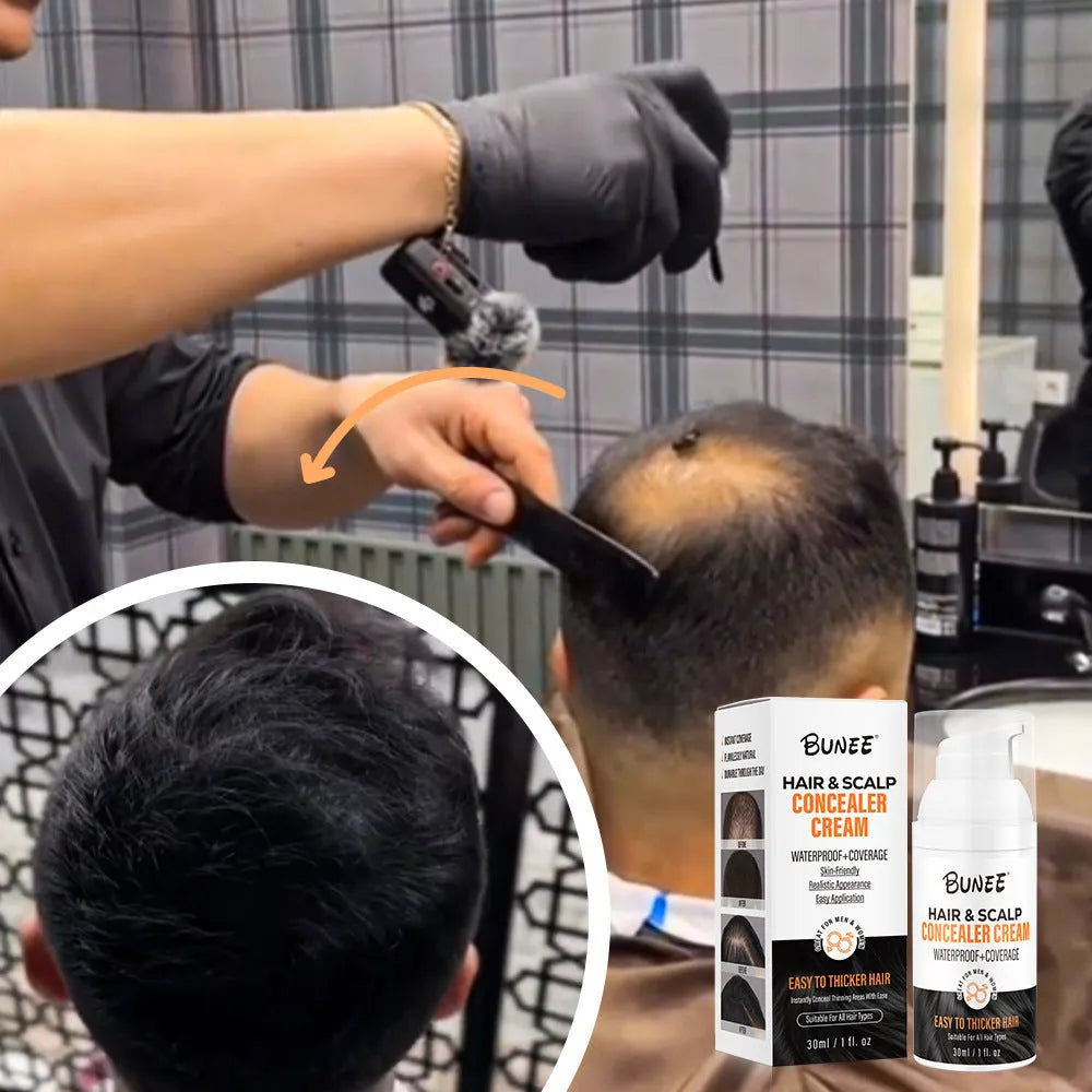 30 ml container of dense scalp concealer pomade for covering thinning hair.