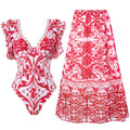 Women's printed one-piece polyester swimsuit available in multiple colour options