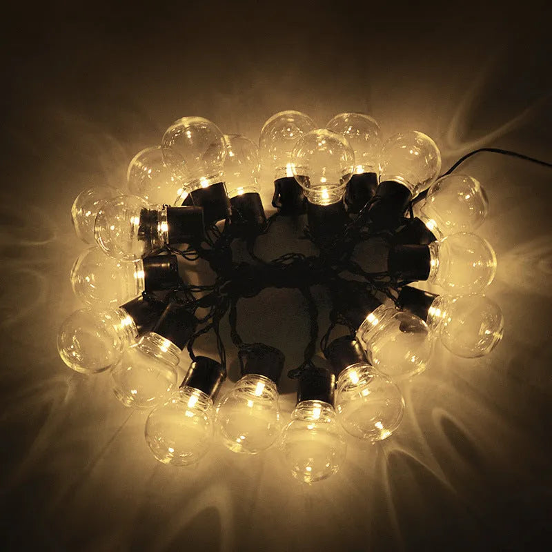 10-metre solar-powered decorative light string with 40 LED bulbs for outdoor festival and garden use