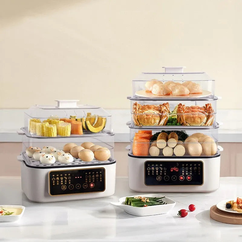 28L electric steamer with stainless steel steaming rack and PP inner liner