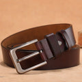 Square head pin buckle jeans belt with alloy buckle in black or brown