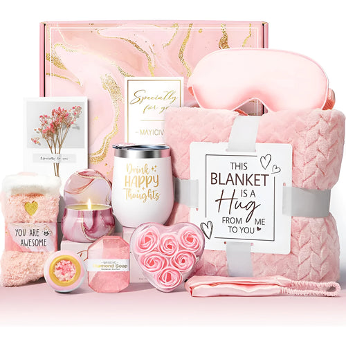 Aromatherapy bath gift set with candle and soap in a modern plastic container