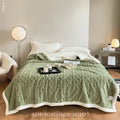Polyester thermal flannel blanket in beige colour, sized 180cm by 200cm for winter warmth.