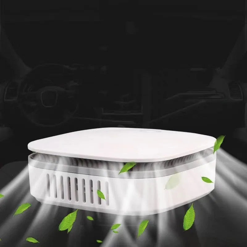 White USB-powered compact air purifier for car and small room use