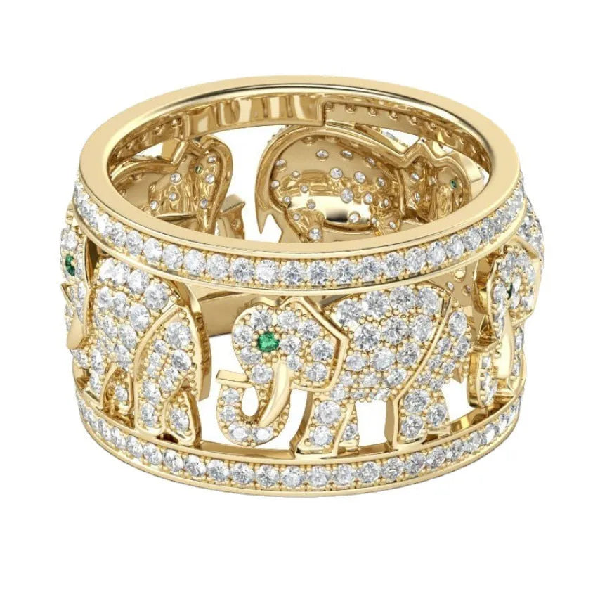 Alloy elephant ring with diamond electroplated finish in sizes no.6 to no.10