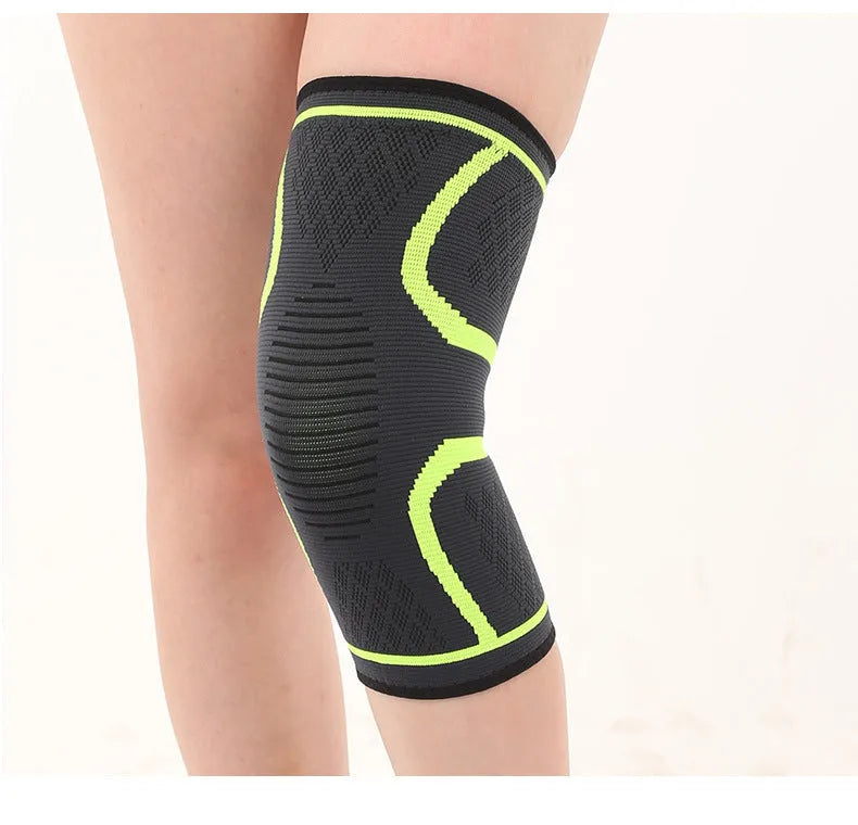 Black double corrugated non-slip stretch knee pad for sports protection.
