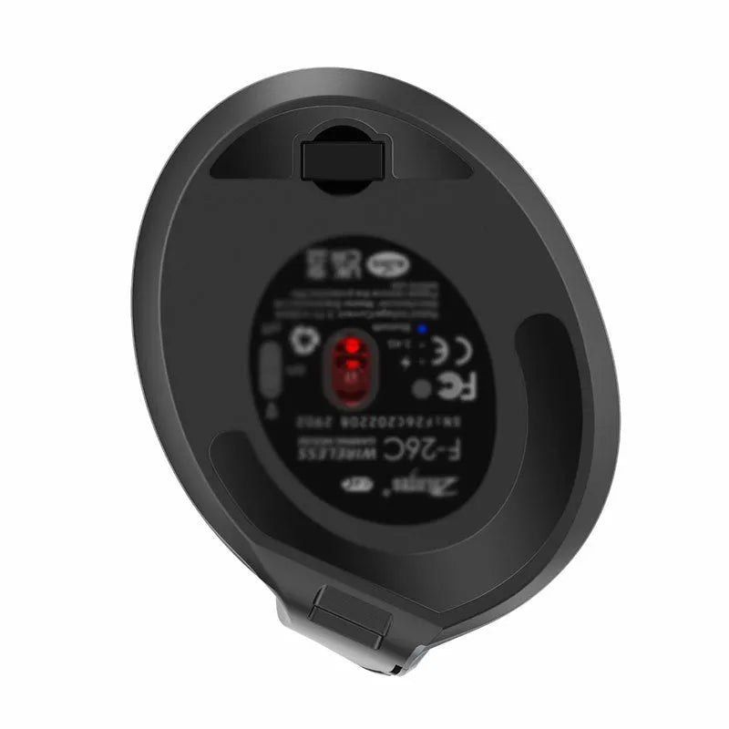 Grey Bluetooth vertical mouse with wireless charging, 12cm size, for laptop use