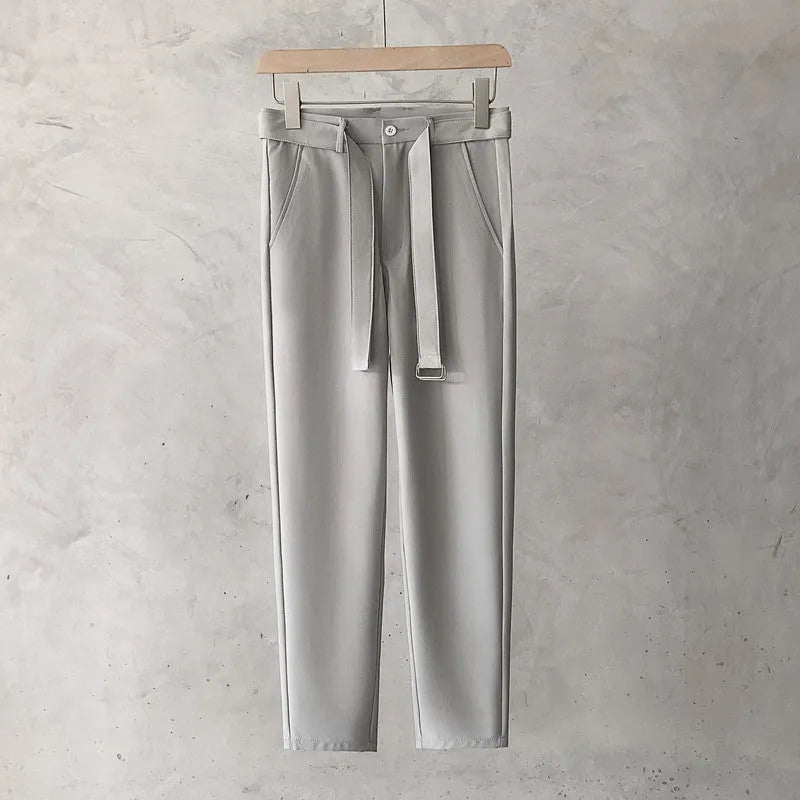 Boys tapered slim straight wool trousers in business casual style with straight leg opening