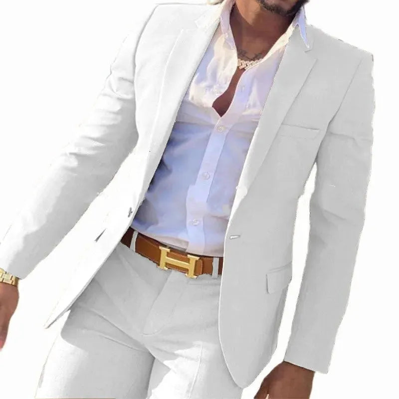 Men's cotton banquet suit jacket and trousers in a choice of multiple colours.