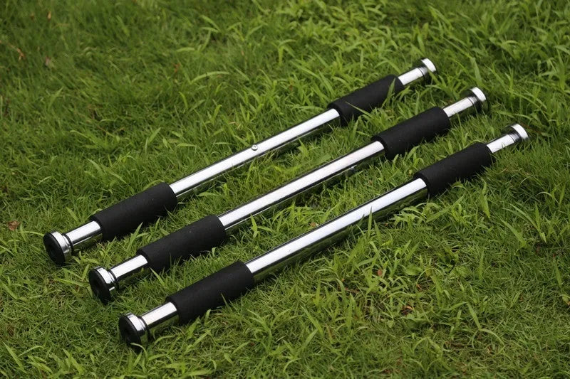Steel adjustable pull-up bar extended for doorway installation