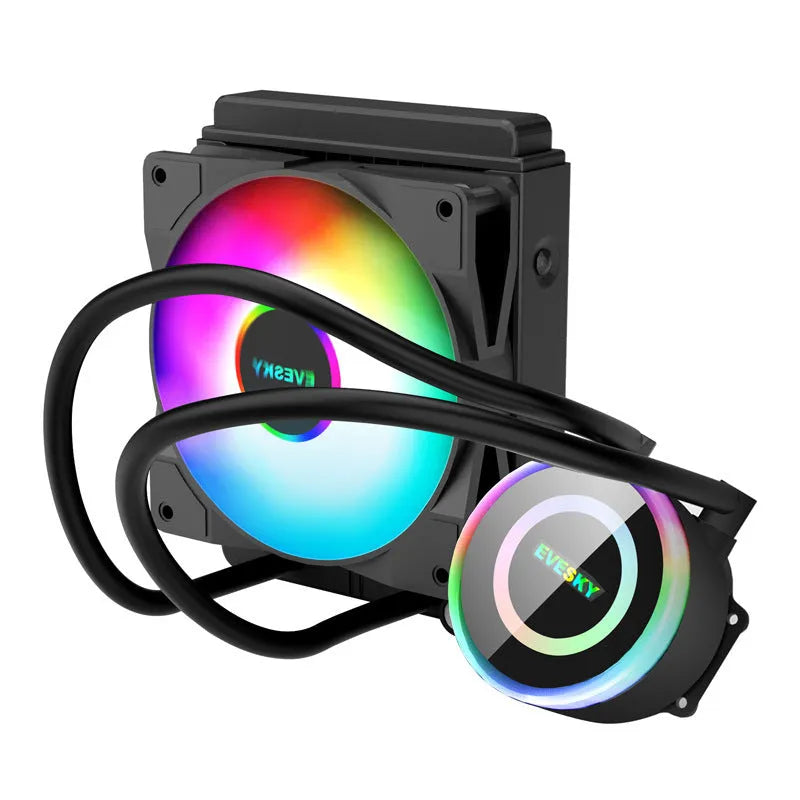 Aluminium CPU radiator with RGB fans for gaming computer cooling