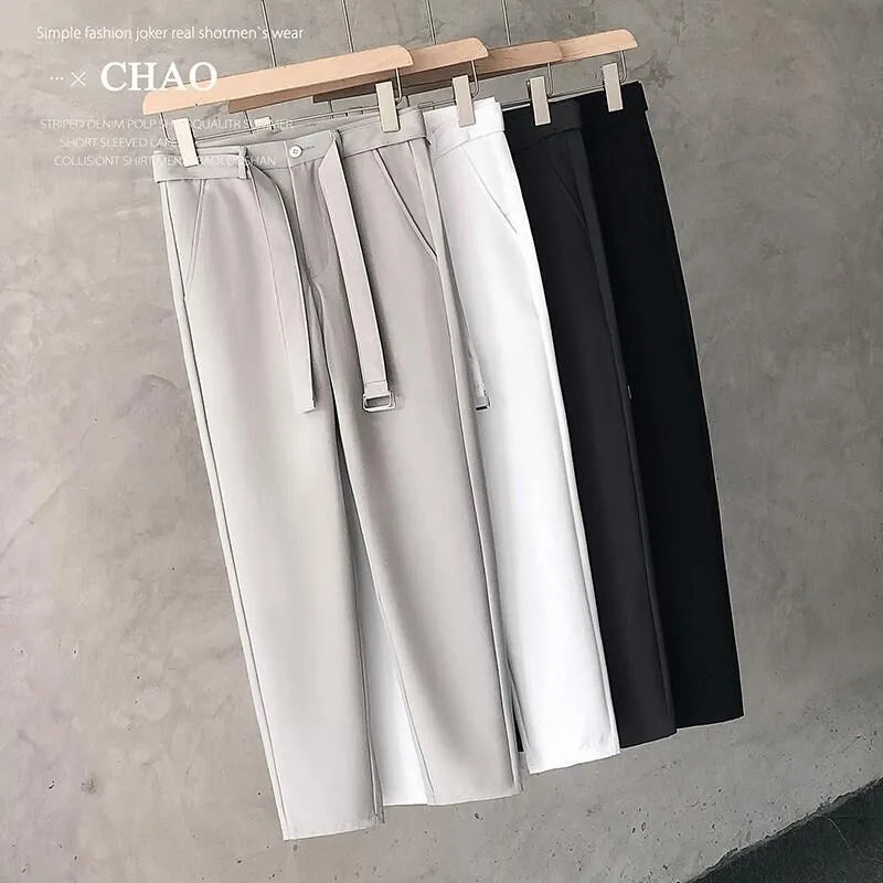 Boys tapered slim straight wool trousers in business casual style with straight leg opening