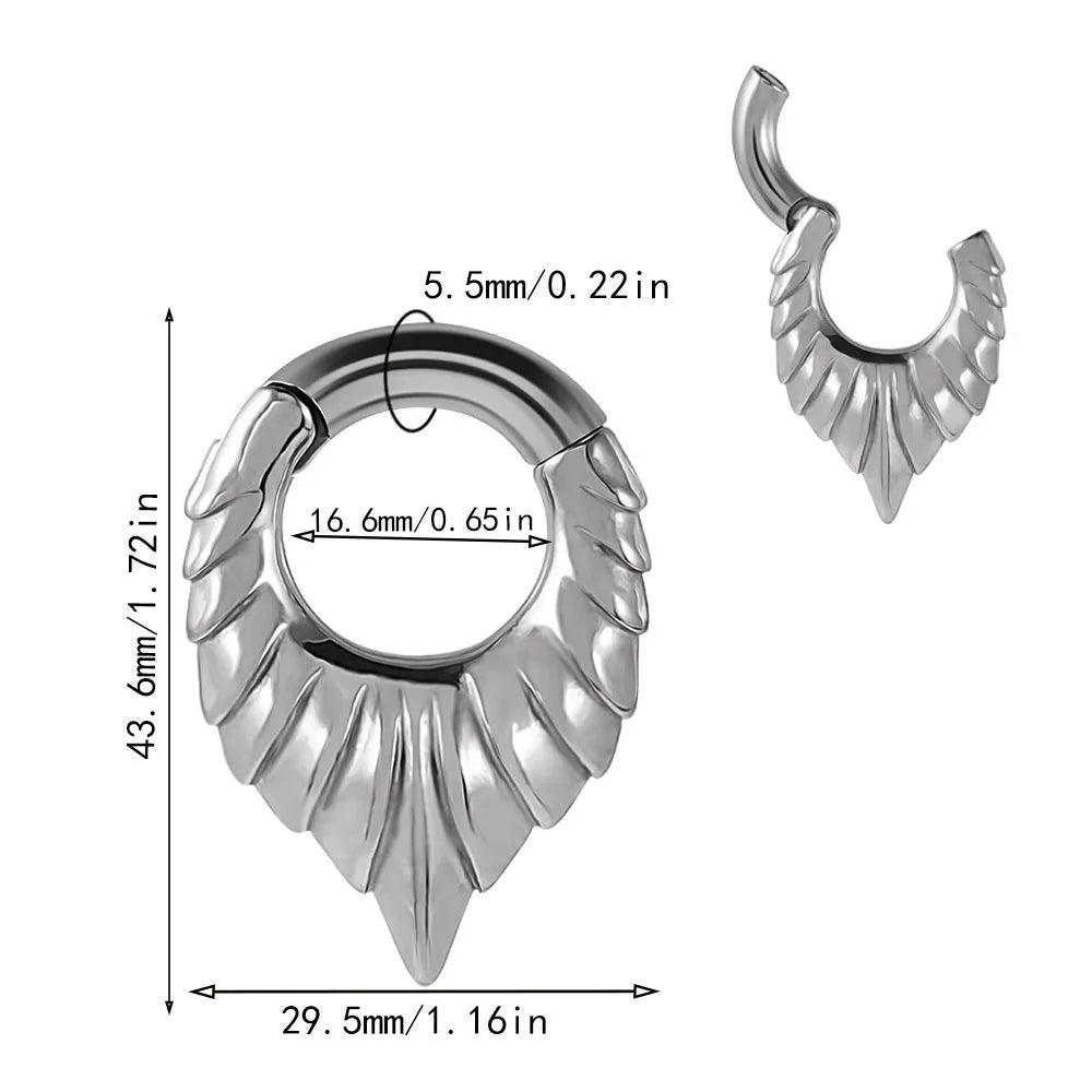 Stainless steel drop-shaped ear extender with totem design in four style variations