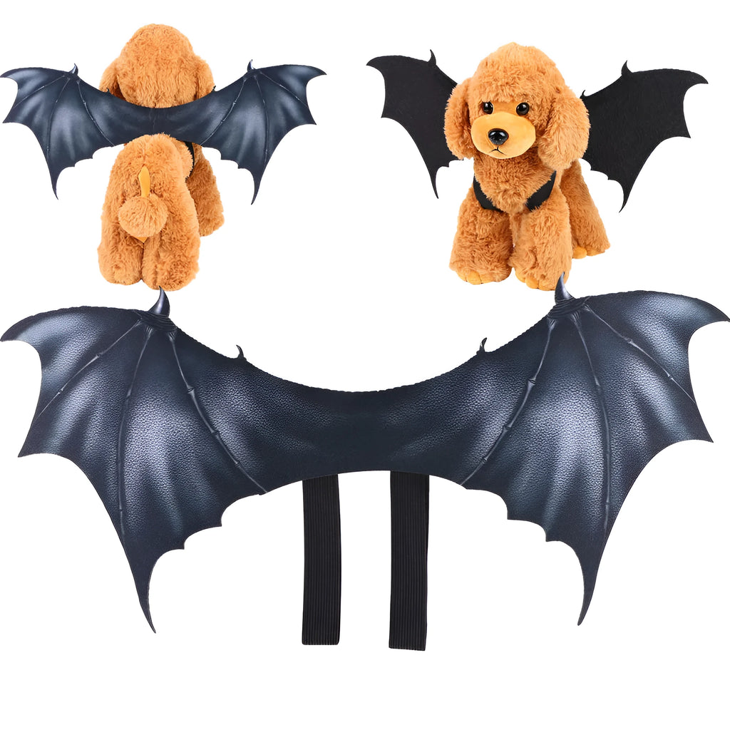 Black cloth bat wing Halloween costume for a dog or cat on a white background