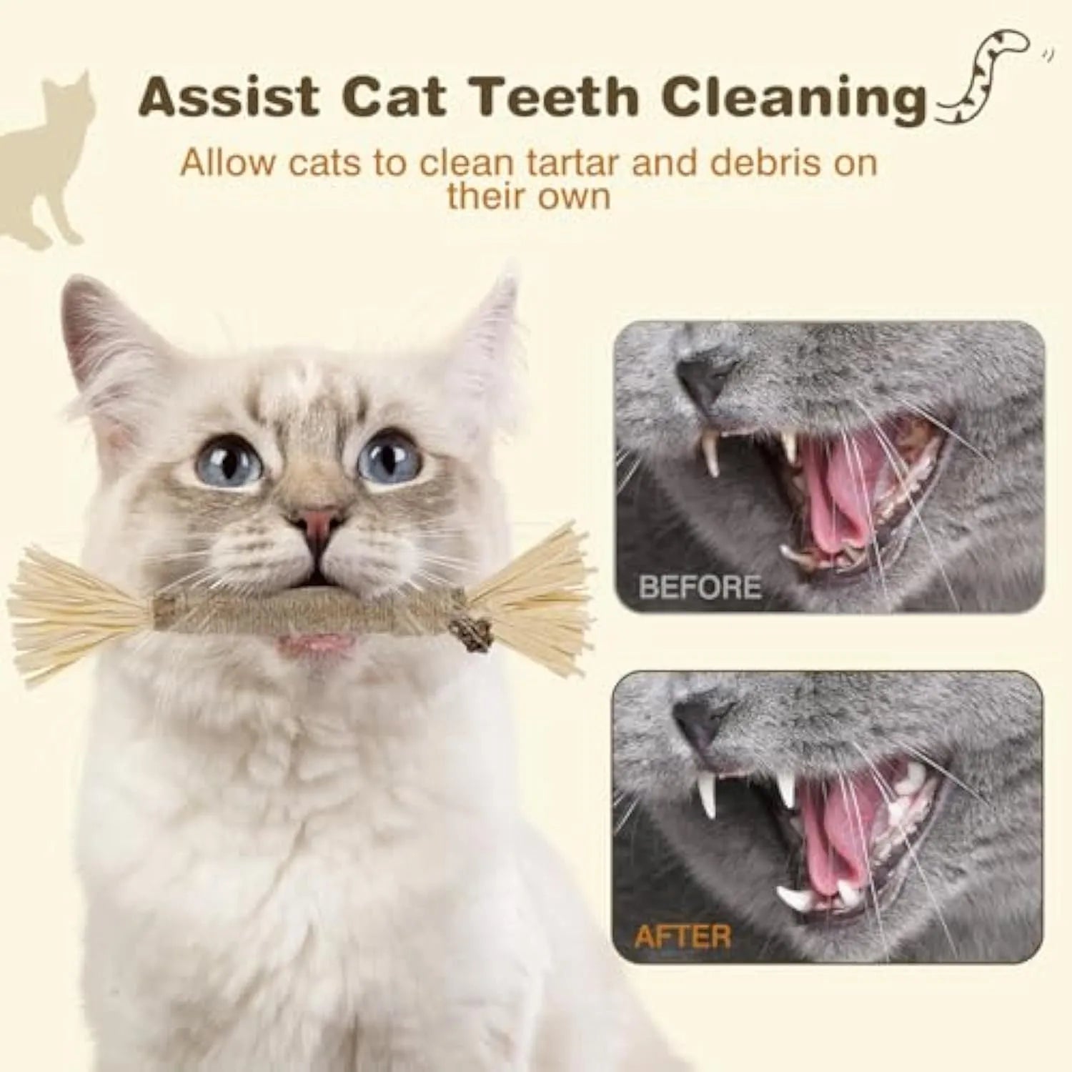 Natural silvervine cat chew sticks with sisal rope and raffia in thick and fine diameters