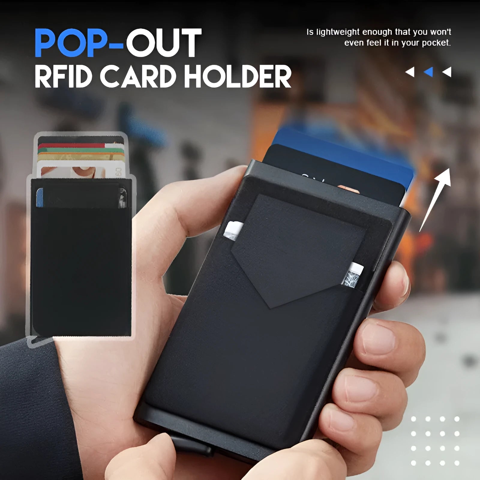 Frosted aluminium credit card holder in choice of eight colours measuring 9.5 × 6 × 1.0 cm