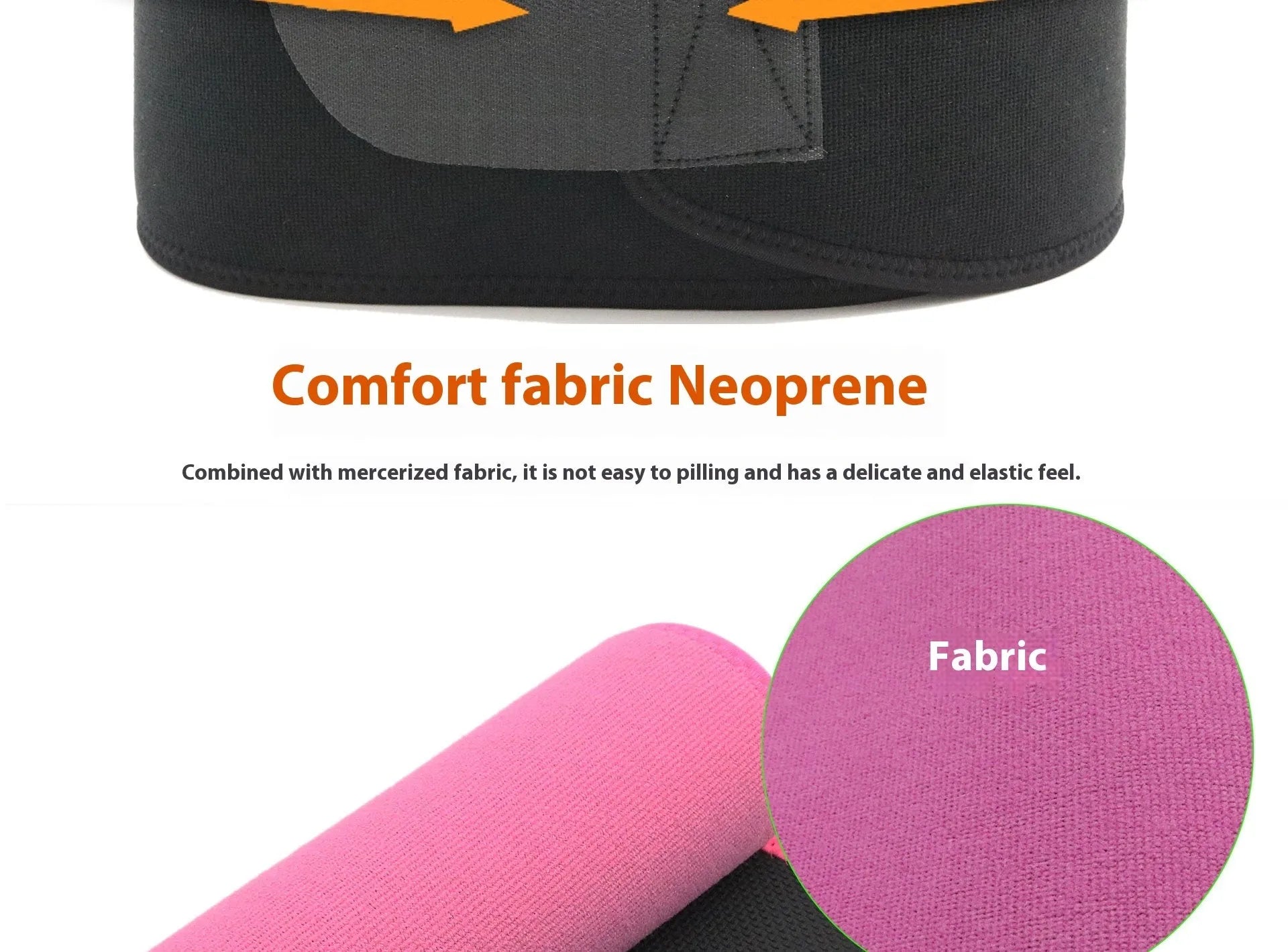 Black neoprene lumbar support waist belt for fitness and running sports.