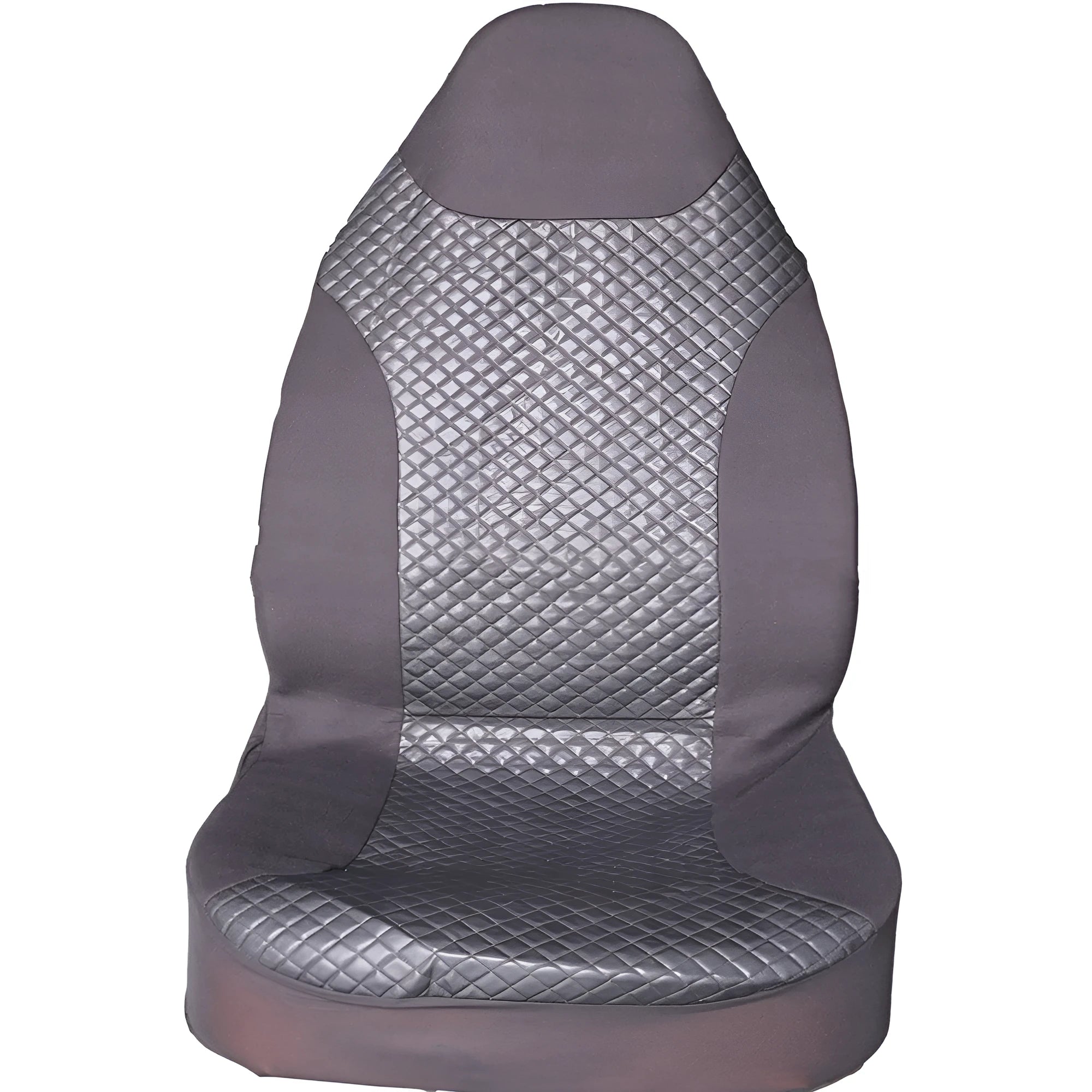 Black quilted automotive seat cover made from PU composite fabric with plastic hooks