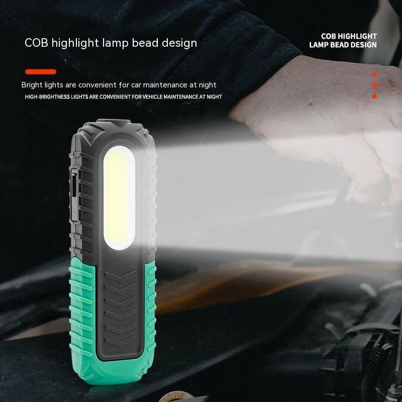 Black and green PET-coated USB rechargeable auto repair work light with 6500K LED
