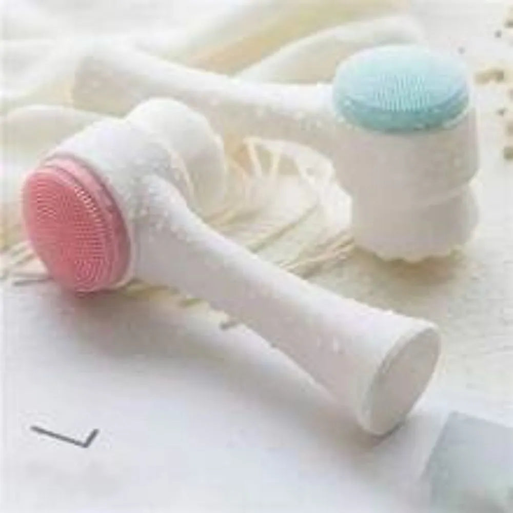 Blue and pink nylon bristle pet paw brushes for dog and cat grooming.