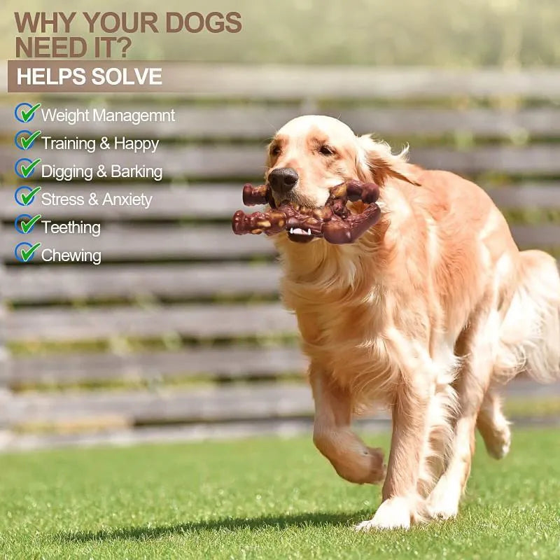 Scarlet red nylon dog chew toy with beef flavour for dental cleaning