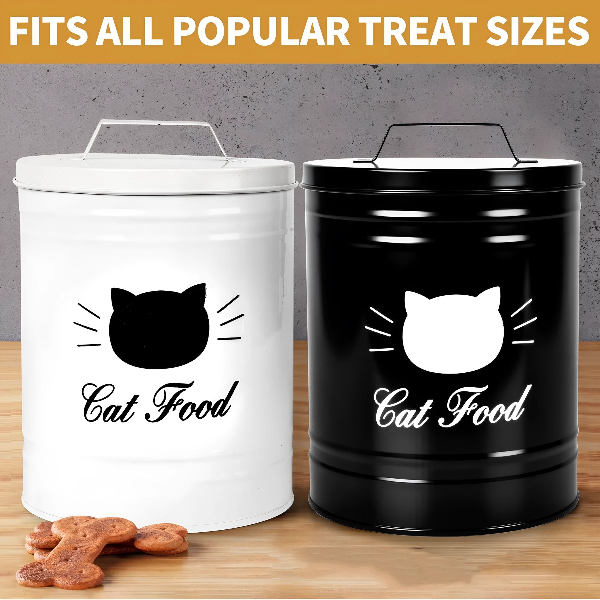 Round household storage tin with 500ml capacity, iron sheet construction, and independent inner box in black or white colour
