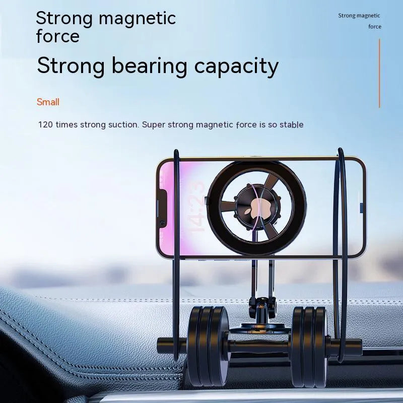 All-metal magnetic car phone holder in black, silver, gold and rose gold colours with magnetic rings and adhesive pads