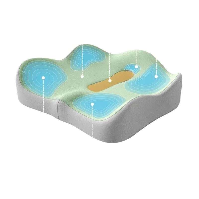Memory foam seat cushion for office and home use in various colour combinations including grey, blue and pink options