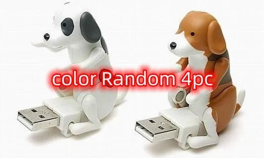 USB dancing dog toy in random colour made from ABS plastic on a desk