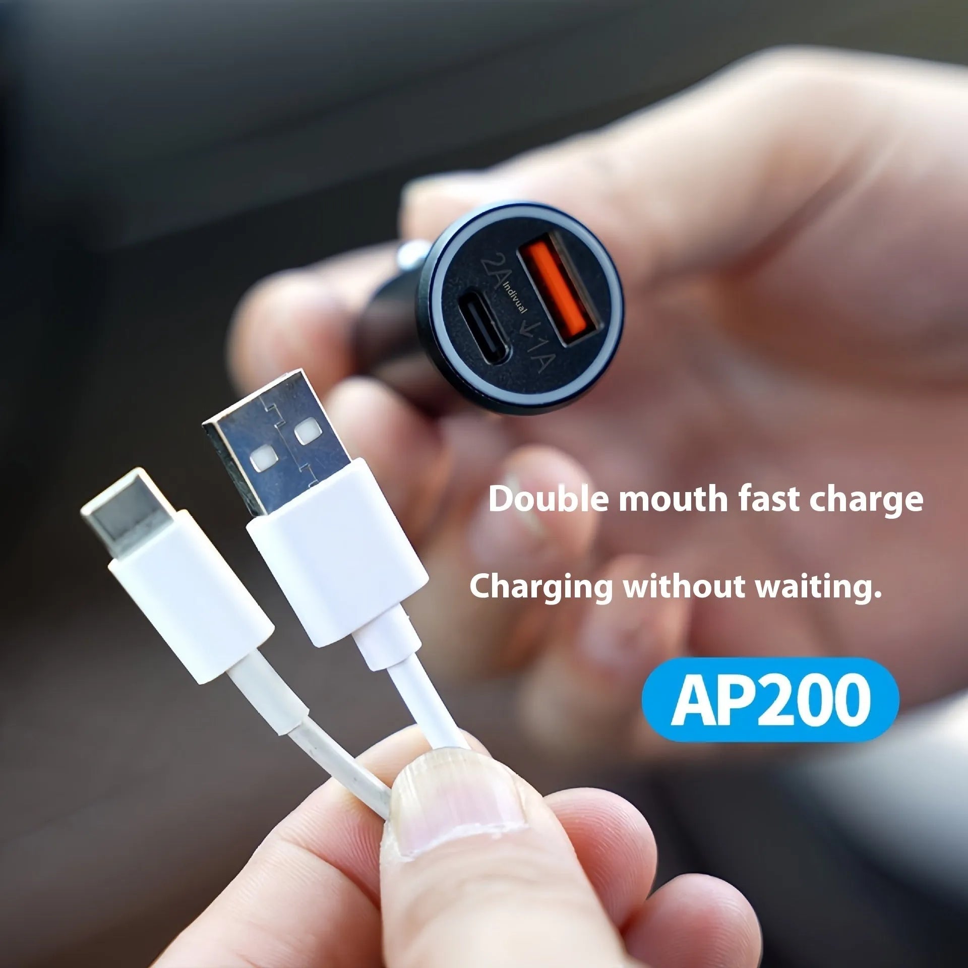 Black ABS plastic car charger GPS tracking device for plug-in vehicle location monitoring.