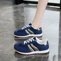 Blue women's casual shoes with cross shoulder straps and rubber soles