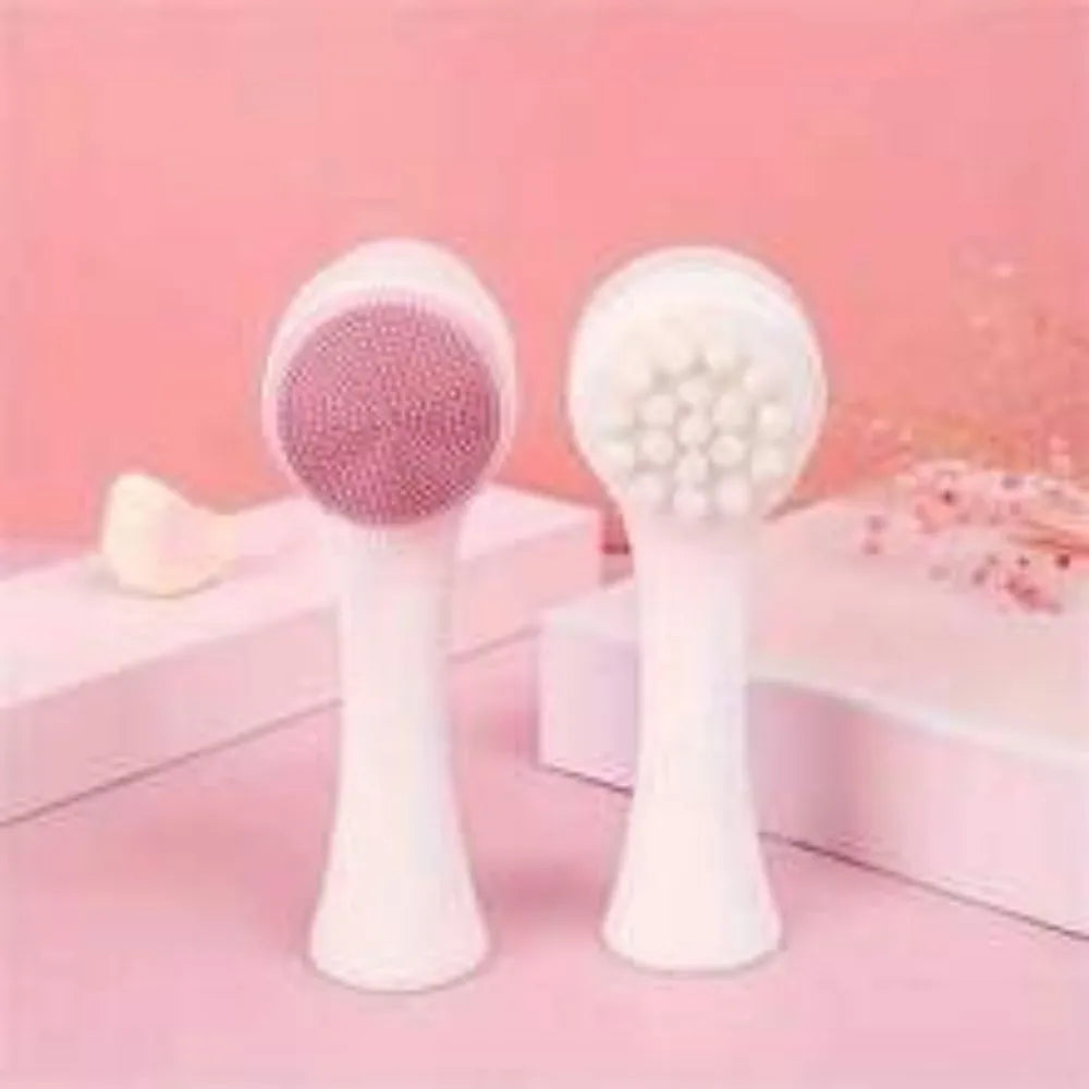 Blue and pink nylon bristle pet paw brushes for dog and cat grooming.