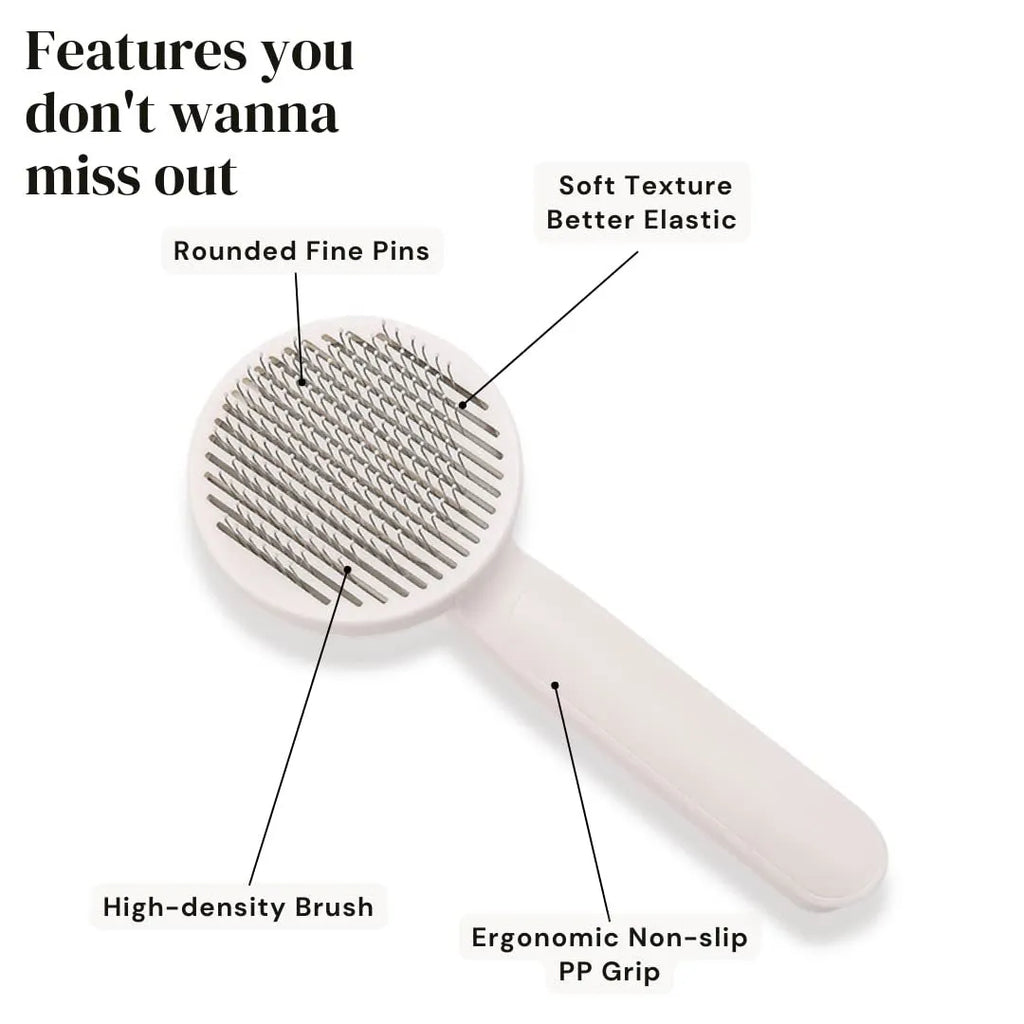 Blue self-cleaning slicker brush for dog and cat grooming with stainless steel pins