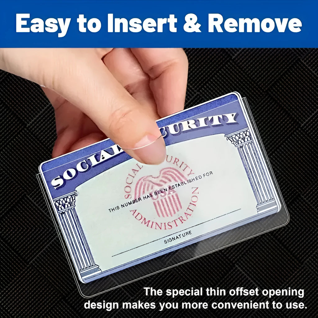 Transparent PVC waterproof card cover for social security and student ID cards measuring 9.7cm by 5.9cm