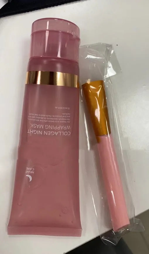 Collagen night face mask with brush for firming skin and removing blackheads
