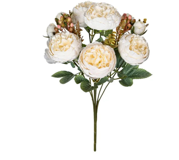 Artificial peony silk flower bouquet in multiple colours for wedding and home decoration